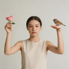 Seedream v5 Lite — A bird perched on the left hand of a person, the r