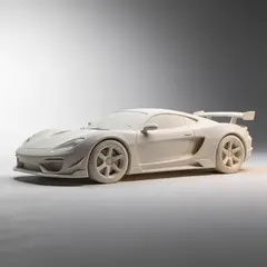 Seedream v5 Lite — A clay render of a sports car, white material, stu