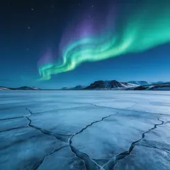 Seedream v5 Lite — A frozen lake with cracks in the ice, Northern Lig