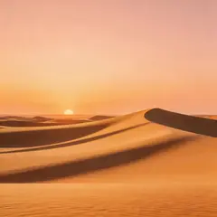 Seedream v5 Lite — A desert sand dune at sunset with long shadows, Sa