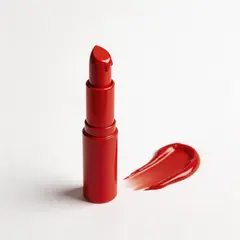 Seedream v5 Lite — A tube of red lipstick standing upright, melting s