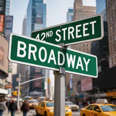 Seedream v5 Lite — A street sign at the intersection of BROADWAY and 