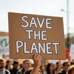 Seedream v5 Lite — A protest sign held up in a crowd reading SAVE THE