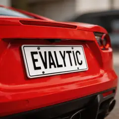 Seedream v5 Lite — A license plate reading EVALYTIC on the back of a 