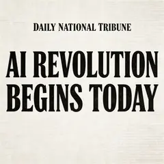 Seedream v5 Lite — A newspaper headline reading AI REVOLUTION BEGINS 