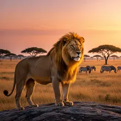 Wan 2.6 T2I — A majestic lion with a full mane, golden savanna b