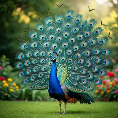 Wan 2.6 T2I — A peacock displaying its full tail feathers, vibra