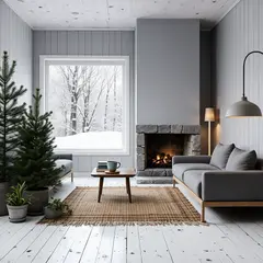 Wan 2.6 T2I — A cozy Scandinavian living room with a fireplace, 