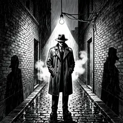 Wan 2.6 T2I — A noir detective in a foggy alley, graphic novel s