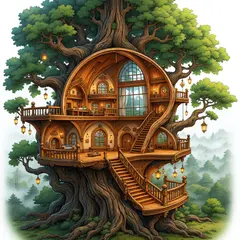 Wan 2.6 T2I — A detailed cross-section of a fantasy treehouse sh