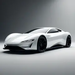 Wan 2.6 T2I — A clay render of a sports car, white material, stu
