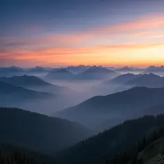 Wan 2.6 T2I — A misty mountain range at sunrise, layers of purpl