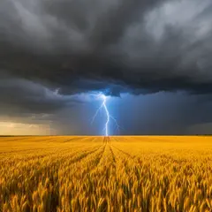 Wan 2.6 T2I — A vast wheat field under a dramatic thunderstorm s