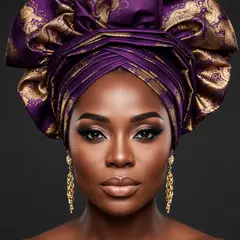 Wan 2.6 T2I — A woman with elaborate gele headwrap and bold eye 