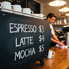 Wan 2.6 T2I — A hand-lettered chalkboard menu outside a coffee s