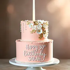 Wan 2.6 T2I — A birthday cake with HAPPY 30TH BIRTHDAY SARAH wri