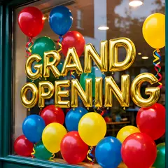 Wan 2.6 T2I — A storefront window with GRAND OPENING painted in 