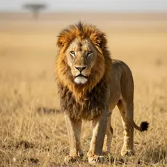 Z-Image Turbo — A majestic lion with a full mane, golden savanna b