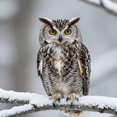 Z-Image Turbo — An owl perched on a snow-covered branch, intense a