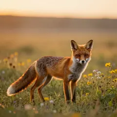Z-Image Turbo — A fox in a field of wildflowers, backlit by sunset