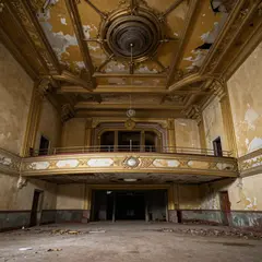 Z-Image Turbo — An abandoned Art Deco theater with peeling gold pa