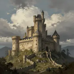 Z-Image Turbo — A medieval castle on a hilltop, fantasy art style,