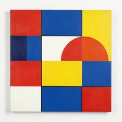 Z-Image Turbo — A geometric abstract composition with red, blue, a