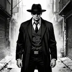 Z-Image Turbo — A noir detective in a foggy alley, graphic novel s