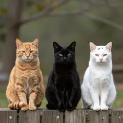 Z-Image Turbo — Three cats of different colors sitting in a row on