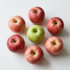Z-Image Turbo — Five red apples arranged in a circle on a white ta