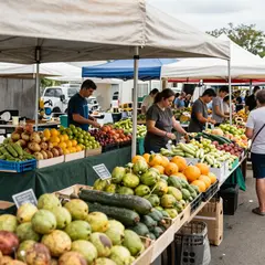 Z-Image Turbo — A busy farmer's market scene with at least six dif