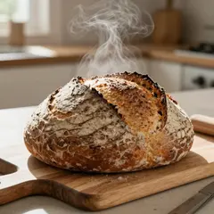 Z-Image Turbo — A rustic sourdough bread loaf, freshly baked with 