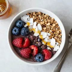 Z-Image Turbo — A colorful acai bowl topped with fresh berries, gr