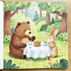 Z-Image Turbo — A children's book illustration of a bear and a rab