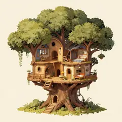 Z-Image Turbo — A detailed cross-section of a fantasy treehouse sh