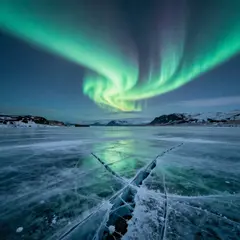 Z-Image Turbo — A frozen lake with cracks in the ice, Northern Lig
