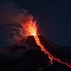 Z-Image Turbo — A volcano erupting at night with lava flowing down