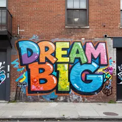 Z-Image Turbo — A graffiti mural on a brick wall spelling DREAM BI